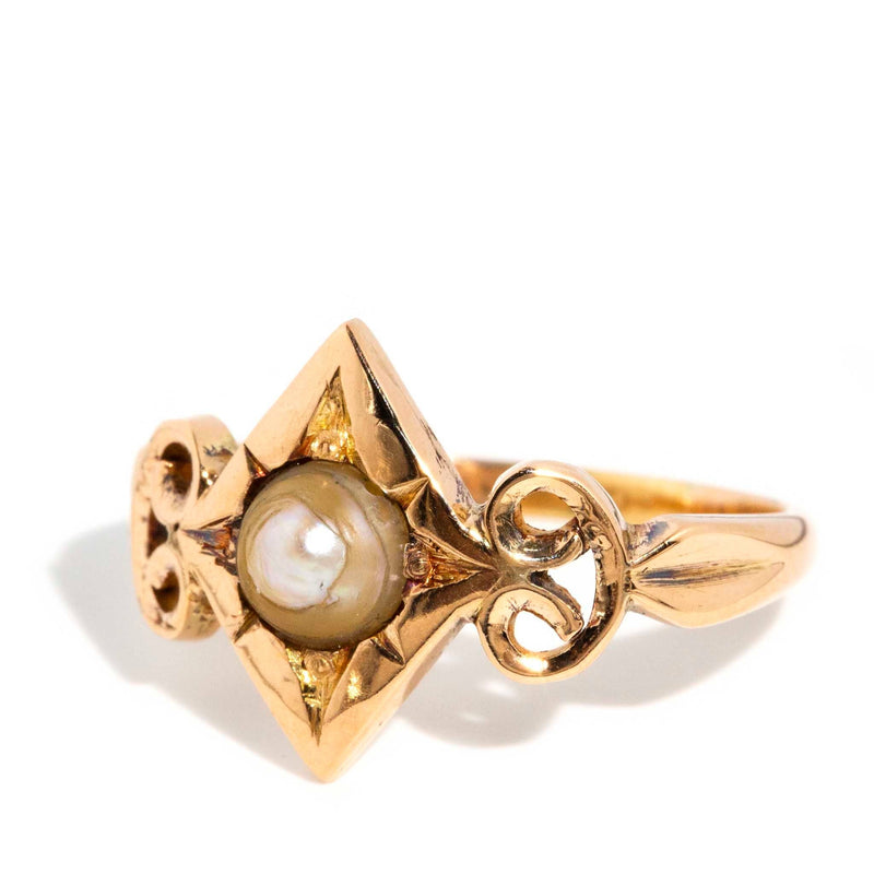 Alba 1960s Star Set Half Pearl Ring 18ct Rose Gold Rings Imperial Jewellery 