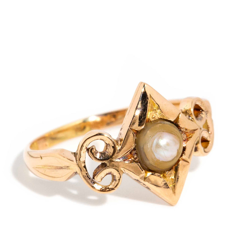 Alba 1960s Star Set Half Pearl Ring 18ct Rose Gold Rings Imperial Jewellery 