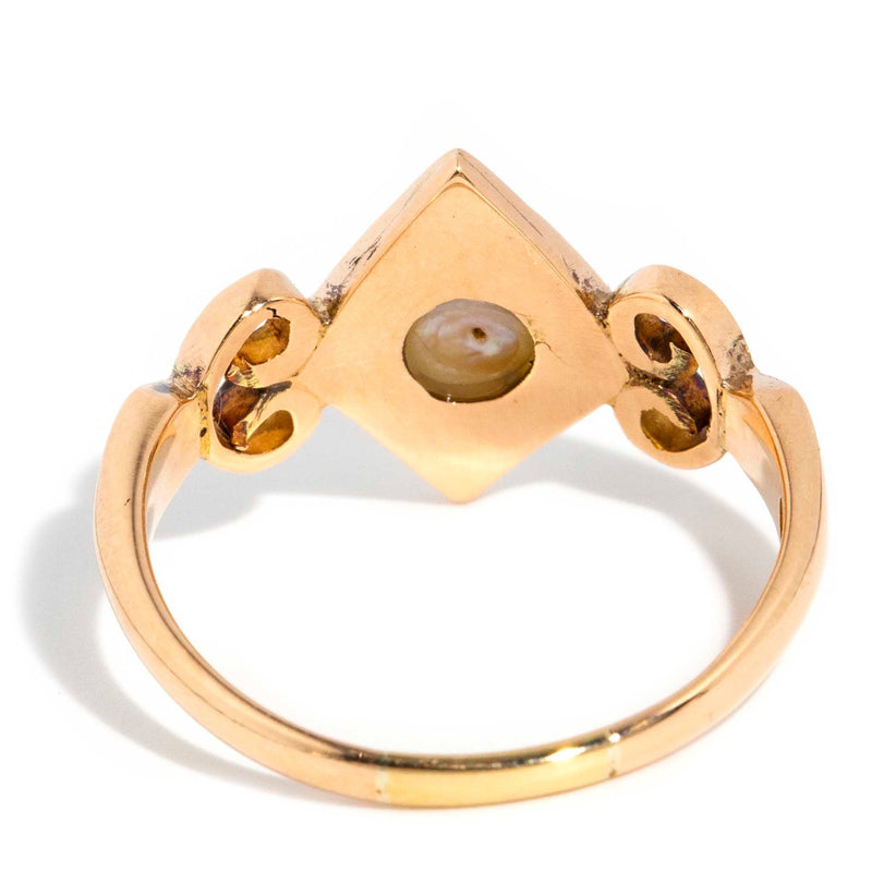 Alba 1960s Star Set Half Pearl Ring 18ct Rose Gold Rings Imperial Jewellery 