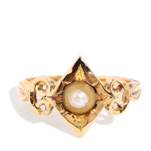 Alba Star Set Openwork Half Pearl Ring 18K Rose Gold