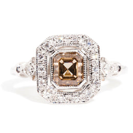 Aleah 18 Carat White Gold Cognac Diamond Vintage Cluster Ring Rings Imperial Jewellery Imperial Jewellery - Hamilton