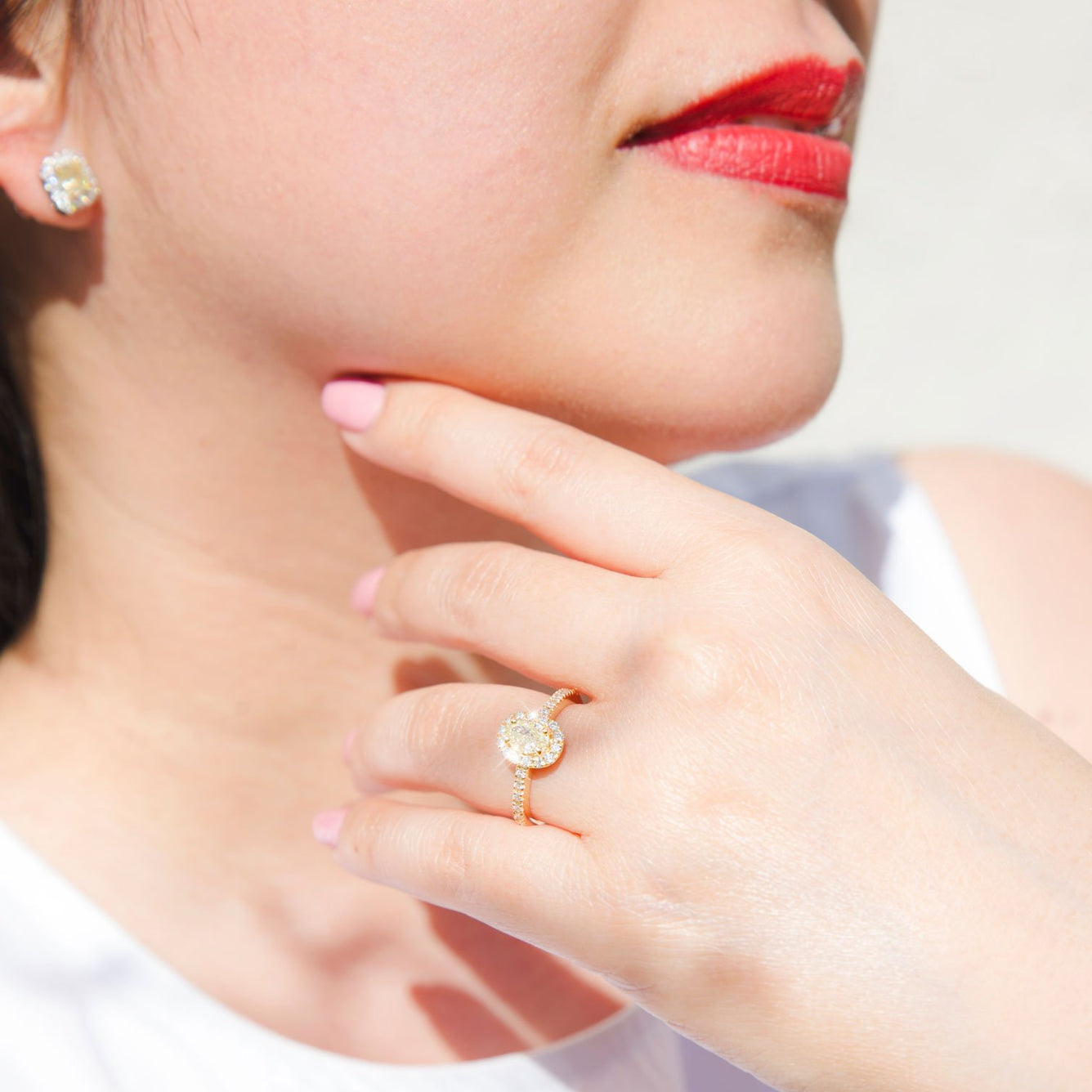 Alexa 18 Carat Certified Yellow & White Diamond Halo Stud Earrings Earrings Imperial Jewellery