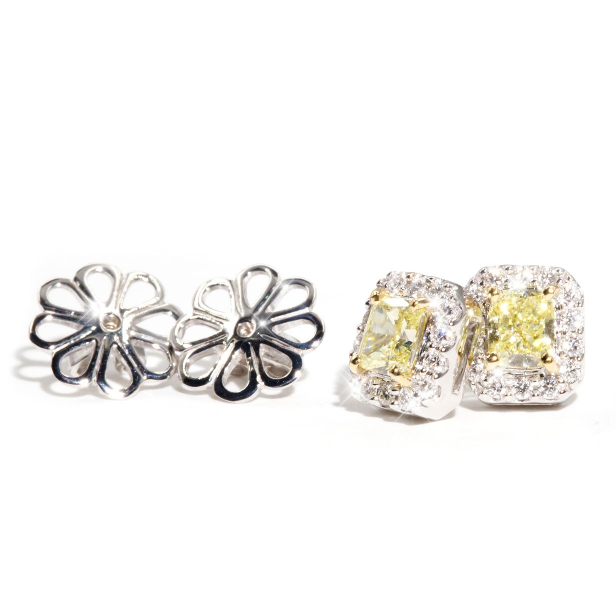 Alexa 18 Carat Certified Yellow & White Diamond Halo Stud Earrings Earrings Imperial Jewellery