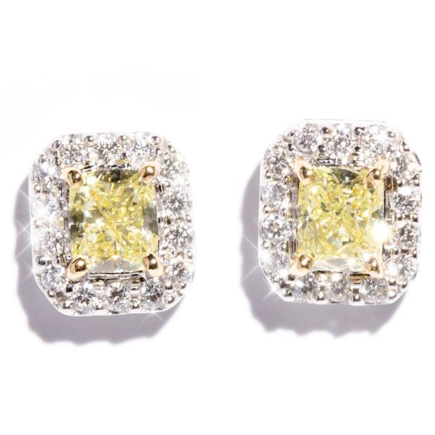 Alexa 18 Carat Certified Yellow & White Diamond Halo Stud Earrings Earrings Imperial Jewellery Imperial Jewellery - Hamilton