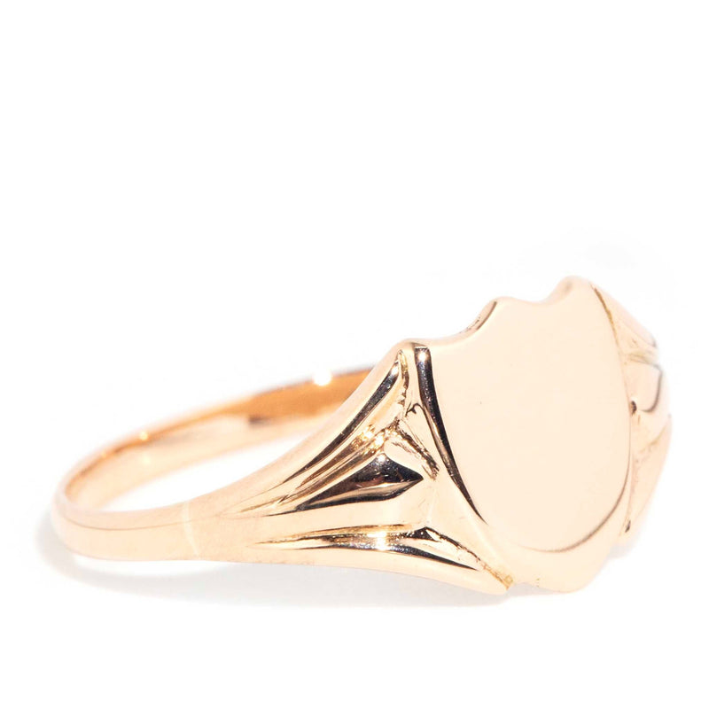Circa 1970s 9 Carat Rose Gold Mens Rectangle Shaped Unengraved Signet Ring