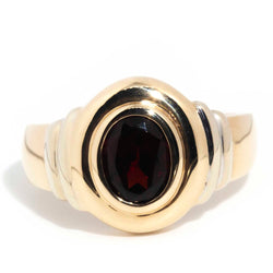 Alison 9ct Yellow White Gold Stepped Rub Over Garnet Ring* GTG Rings Imperial Jewellery Imperial Jewellery - Hamilton 