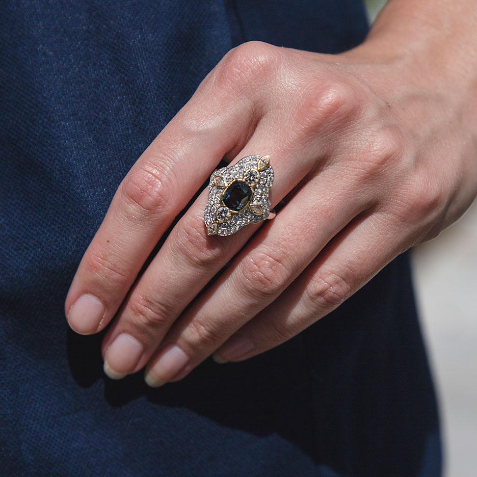 Spinel and Diamond Engagement Ring