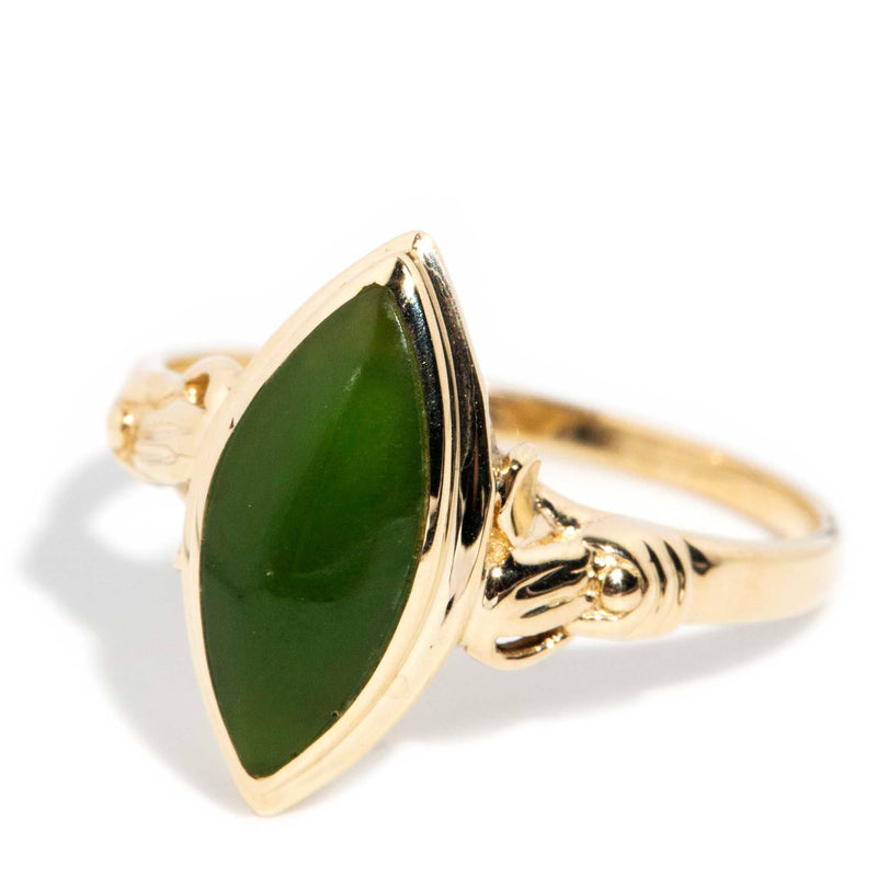 Alwyne 1970s Nephrite Jade Ring 9ct Gold Rings Imperial Jewellery 