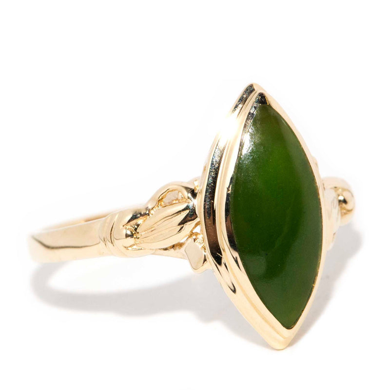 Alwyne 1970s Nephrite Jade Ring 9ct Gold Rings Imperial Jewellery 