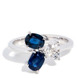 Amal 1990s Blue Sapphire & Diamond Ring 14ct Rings Imperial Jewellery Imperial Jewellery - Hamilton 
