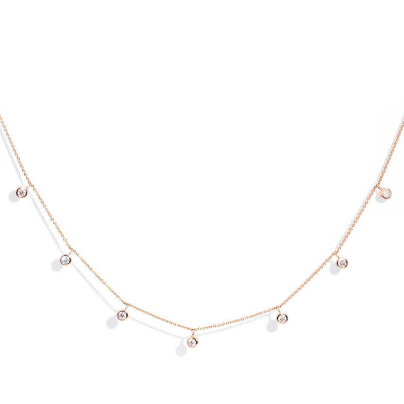 Contemporary 9 Carat Rose Gold Adjustable Fine Diamond Necklace
