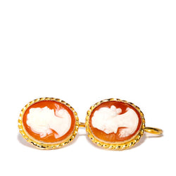 Amandine 1960s Shell Cameo Screw Back Earrings 9ct Gold Earrings Imperial Jewellery Imperial Jewellery - Hamilton 