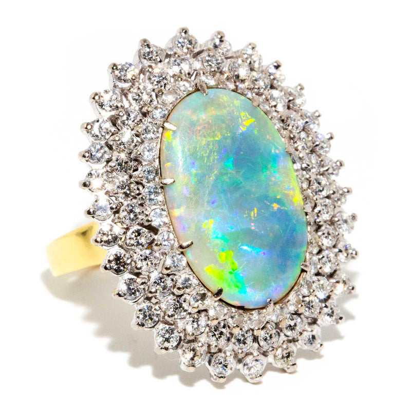 Amelia 1970s Australian Opal & Diamond Ring* OB Rings Imperial Jewellery 