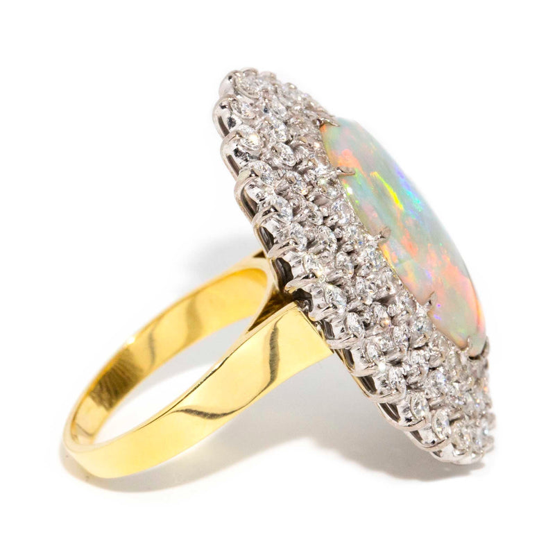 Amelia 1970s Australian Opal & Diamond Ring* OB Rings Imperial Jewellery 