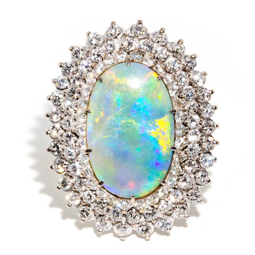 Amelia Australian Opal & Diamond Ring 18K Two Tone Gold
