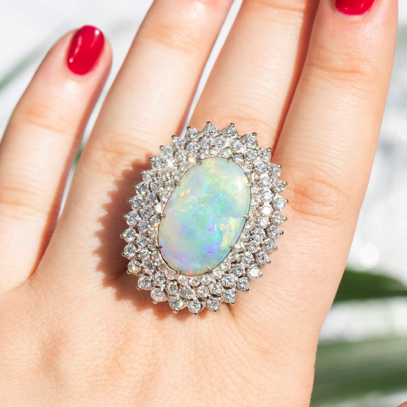 Buy Dainty Round Opal Ring, Australian Opal Engagement Ring, Diamond Opal  Ring in 14k Gold Online in India - Etsy