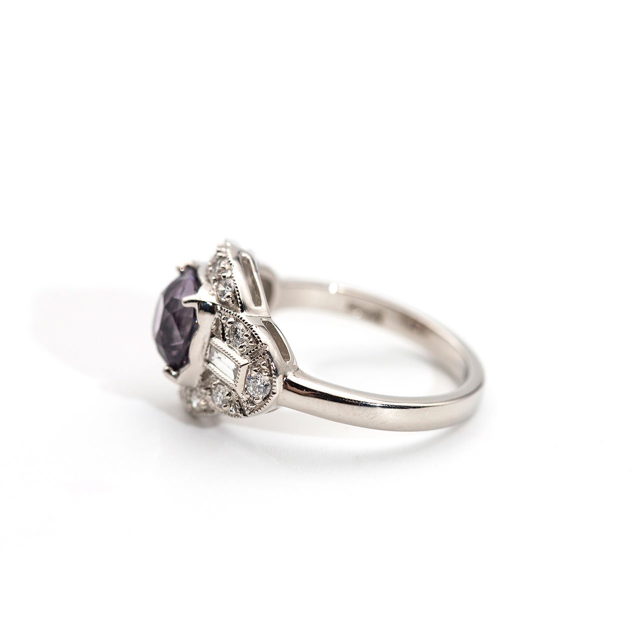 Amina Grey Spinel and Diamond Platinum Ring Ring Imperial Jewellery - Auctions, Antique, Vintage & Estate 
