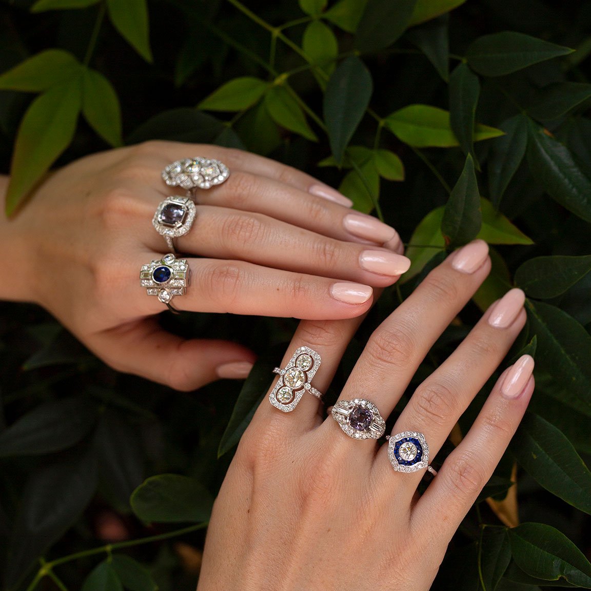 Amina Grey Spinel and Diamond Platinum Ring Ring Imperial Jewellery - Auctions, Antique, Vintage & Estate 