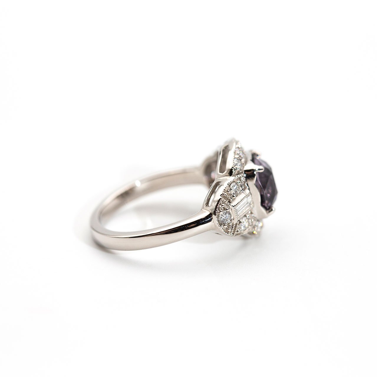 Amina Grey Spinel and Diamond Platinum Ring Ring Imperial Jewellery - Auctions, Antique, Vintage & Estate 
