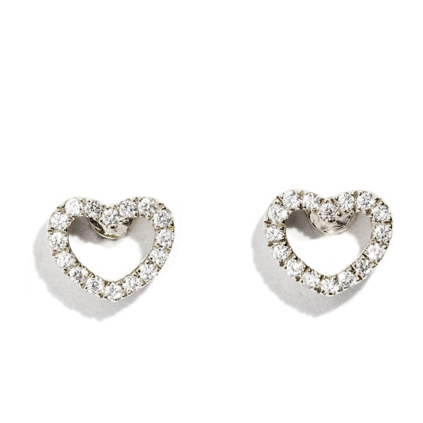 Amor Love Heart Diamond Stud Earrings 9ct White Gold Necklaces Imperial Jewellery 