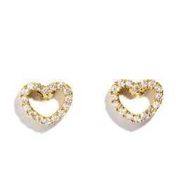 Amor Love Heart Diamond Stud Earrings 9ct Yellow Gold Necklaces Imperial Jewellery 