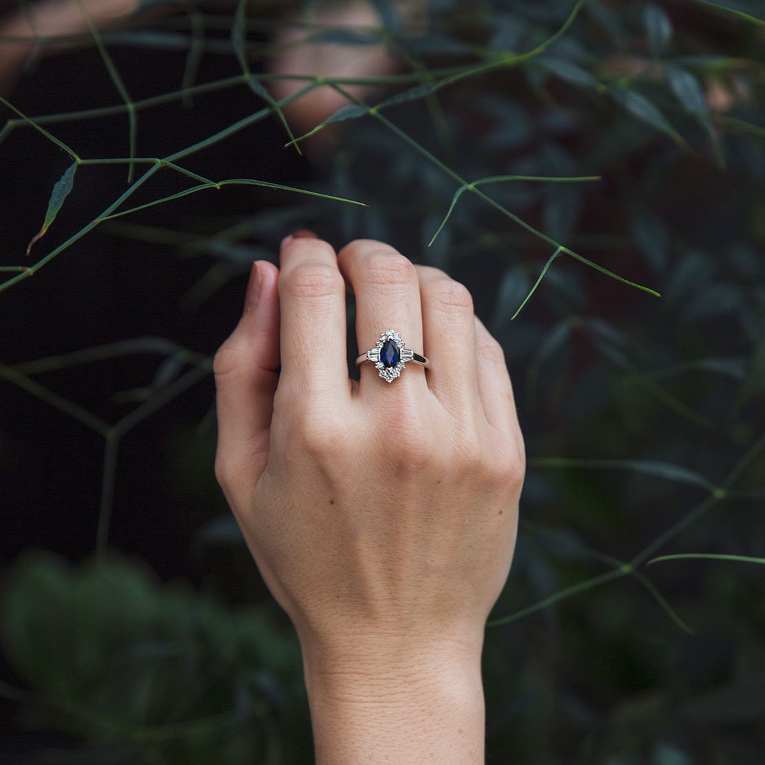 Spinel and Diamond Engagement Ring