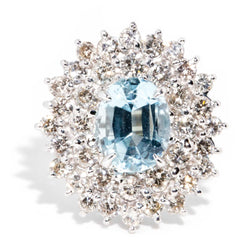 Andrea 1970s Aquamarine & 1.56 Carat Diamond 14ct White Gold Ring Rings Imperial Jewellery Imperial Jewellery - Hamilton 