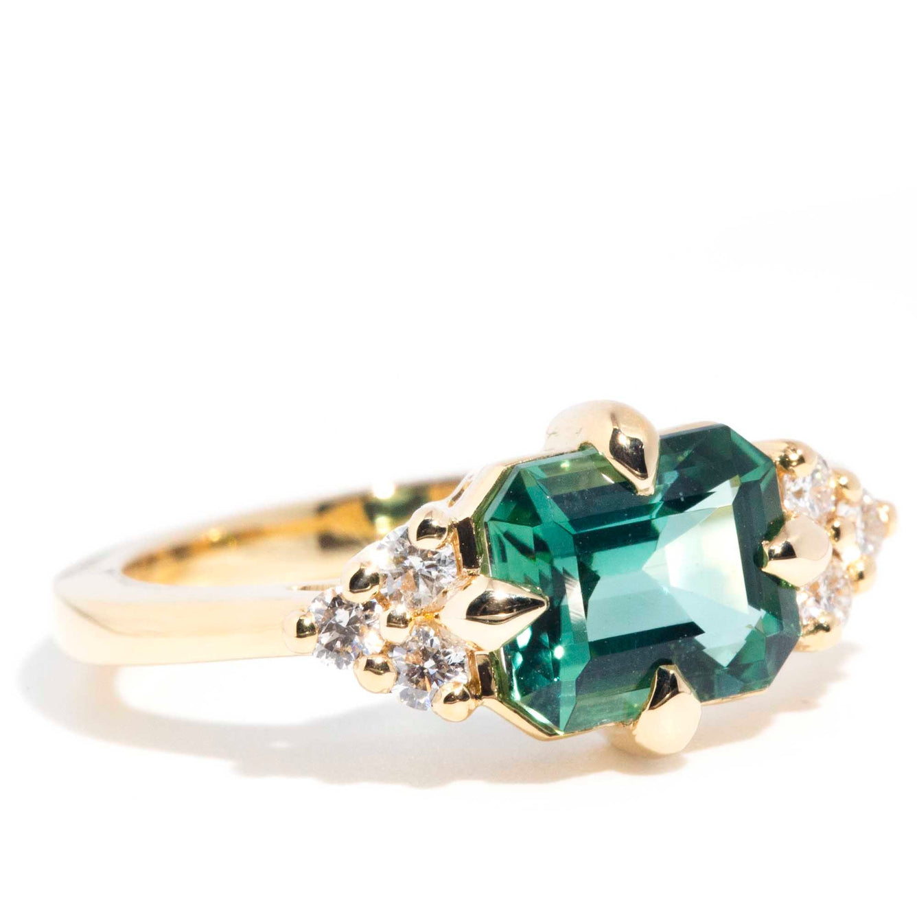 Angelita 2.05ct Teal Tourmaline & Diamond Contemporary 18ct Gold Ring* GTG Rings Imperial Jewellery