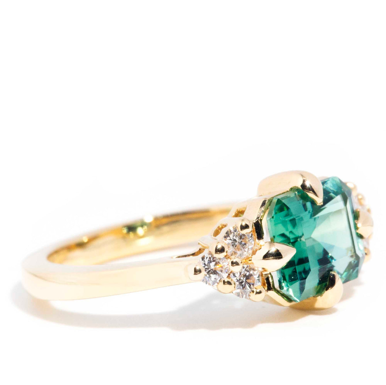 Angelita 2.05ct Teal Tourmaline & Diamond Contemporary 18ct Gold Ring* GTG Rings Imperial Jewellery