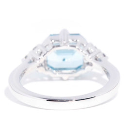 Angelita 2.92ct Bright Blue Aquamarine & Diamond Contemporary 18ct Gold Ring* GTG Rings Imperial Jewellery 
