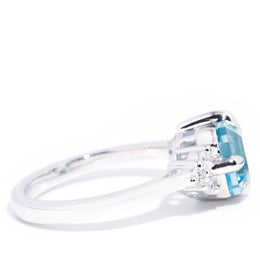 Angelita 2.92ct Bright Blue Aquamarine & Diamond Contemporary 18ct Gold Ring* GTG Rings Imperial Jewellery 
