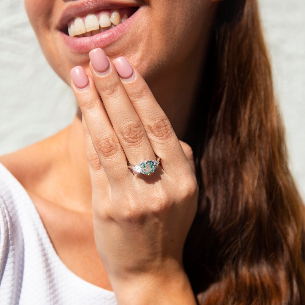 Angelita 2.92ct Bright Blue Aquamarine & Diamond Contemporary 18ct Gold Ring* GTG Rings Imperial Jewellery 