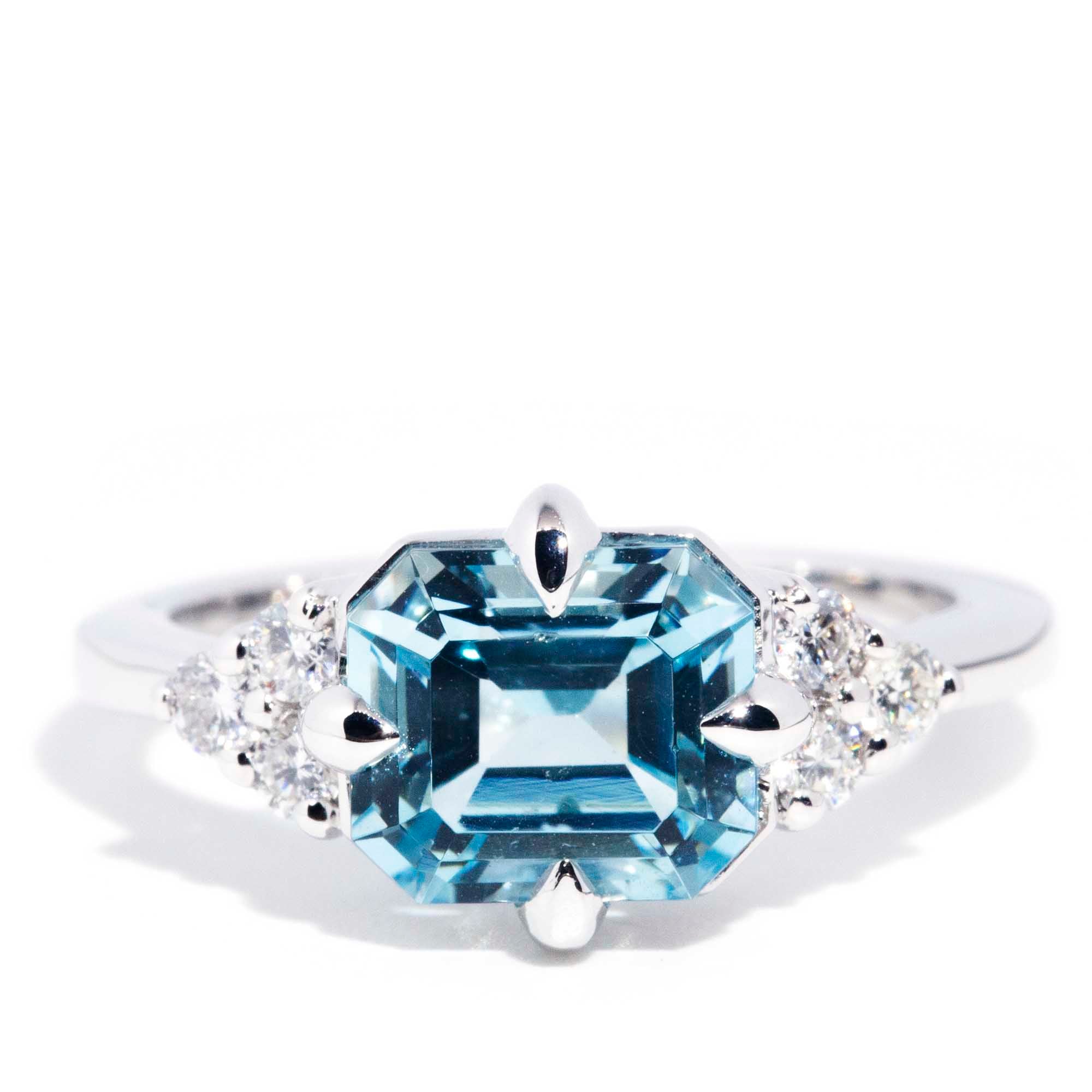 Angelita 2.92ct Bright Blue Aquamarine & Diamond Contemporary 18ct Gold Ring* GTG Rings Imperial Jewellery Imperial Jewellery - Hamilton 