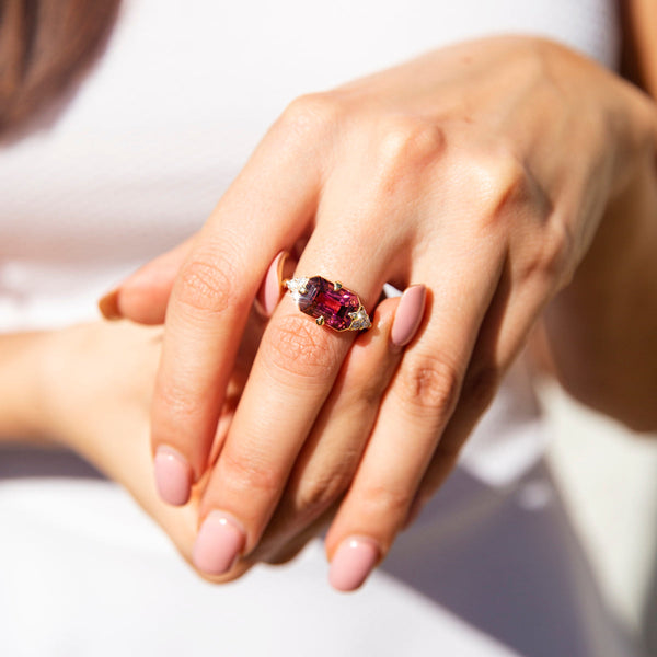 Angelita 4.09ct Pink Tourmaline & Diamond Contemporary 18ct Gold Ring* OB Rings Imperial Jewellery 