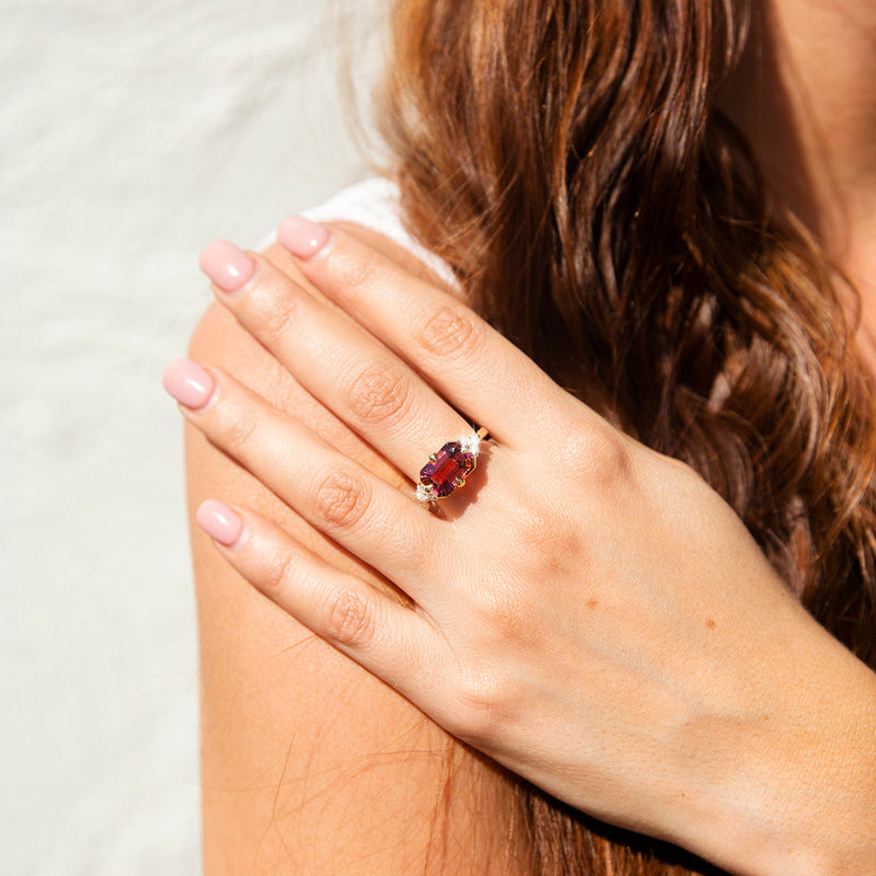 Angelita 4.09ct Pink Tourmaline & Diamond Contemporary 18ct Gold Ring* OB Rings Imperial Jewellery 