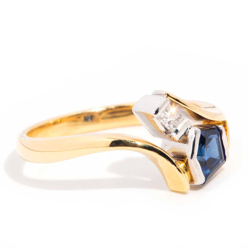 Anna 18ct Yellow & White Gold Sapphire & Diamond Crossover Ring* Gemmo $ Rings Imperial Jewellery 