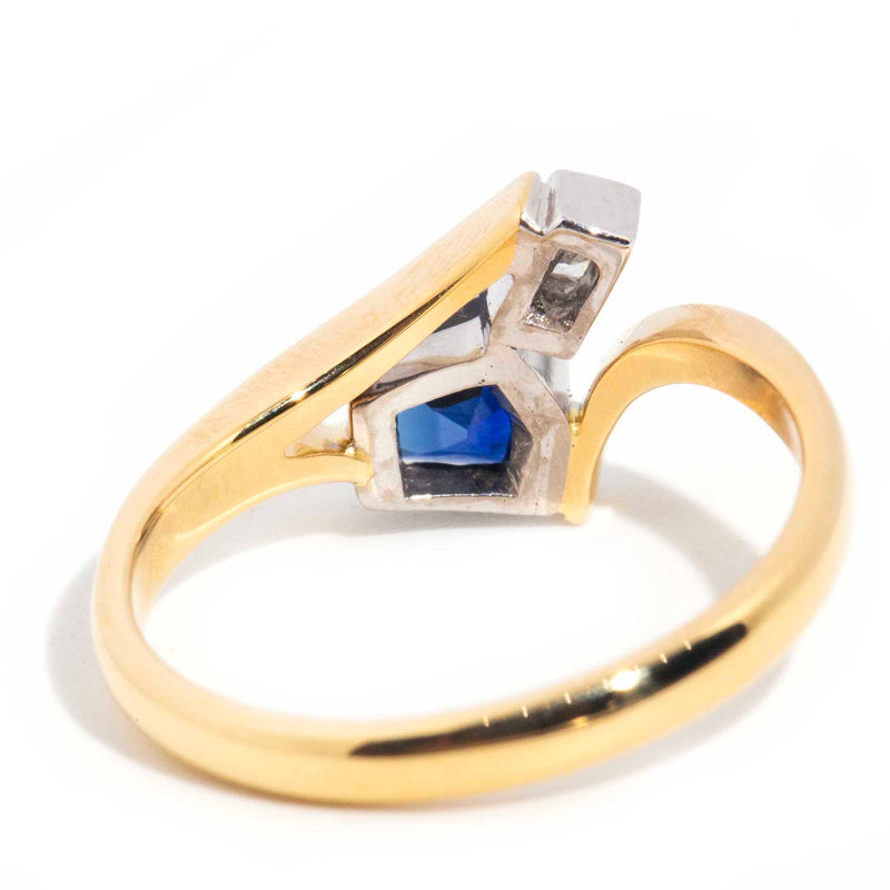 Anna 18ct Yellow & White Gold Sapphire & Diamond Crossover Ring* Gemmo $ Rings Imperial Jewellery 