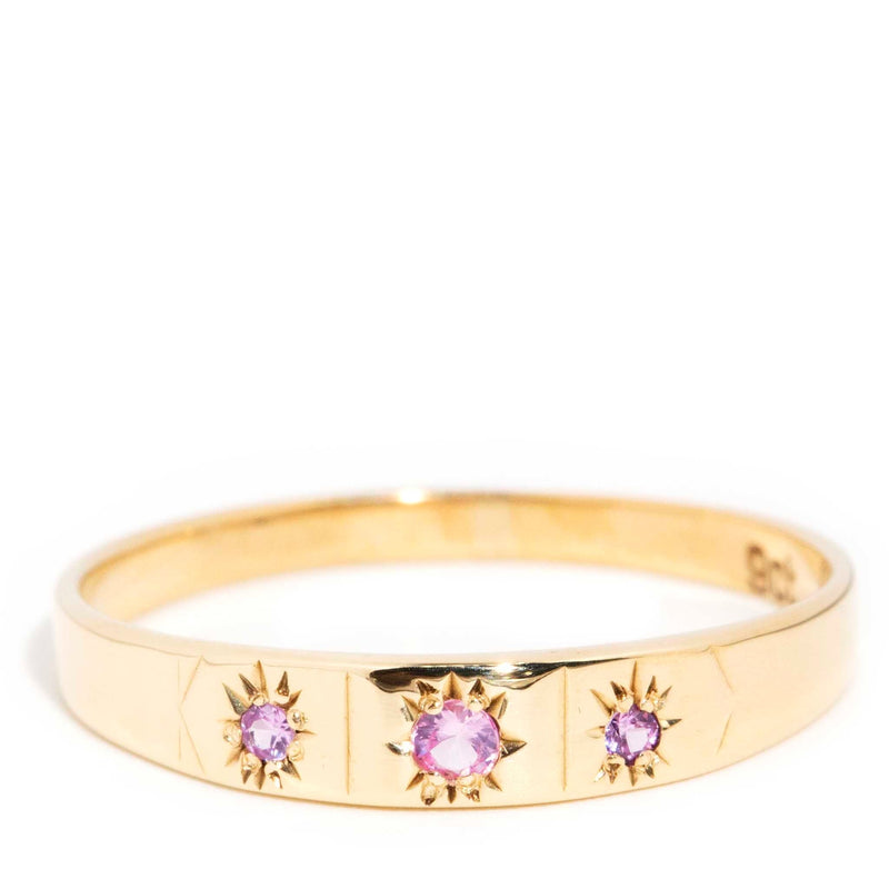 Annie 1970s Pink Sapphire Band 9ct Gold Rings Imperial Jewellery Imperial Jewellery - Hamilton 