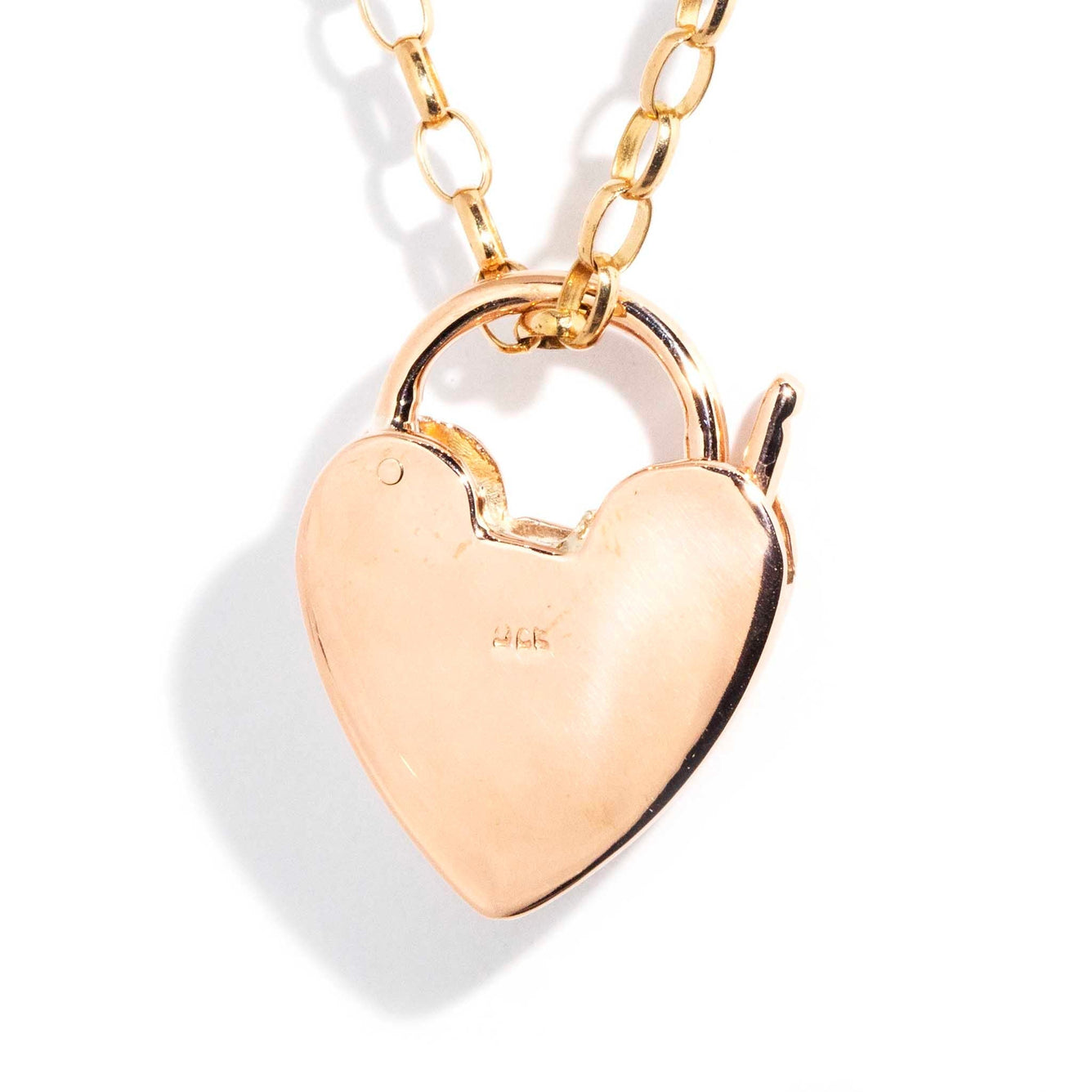 Anthea 9ct Rose Gold Heart Padlock & Chain Pendants/Necklaces Imperial Jewellery 
