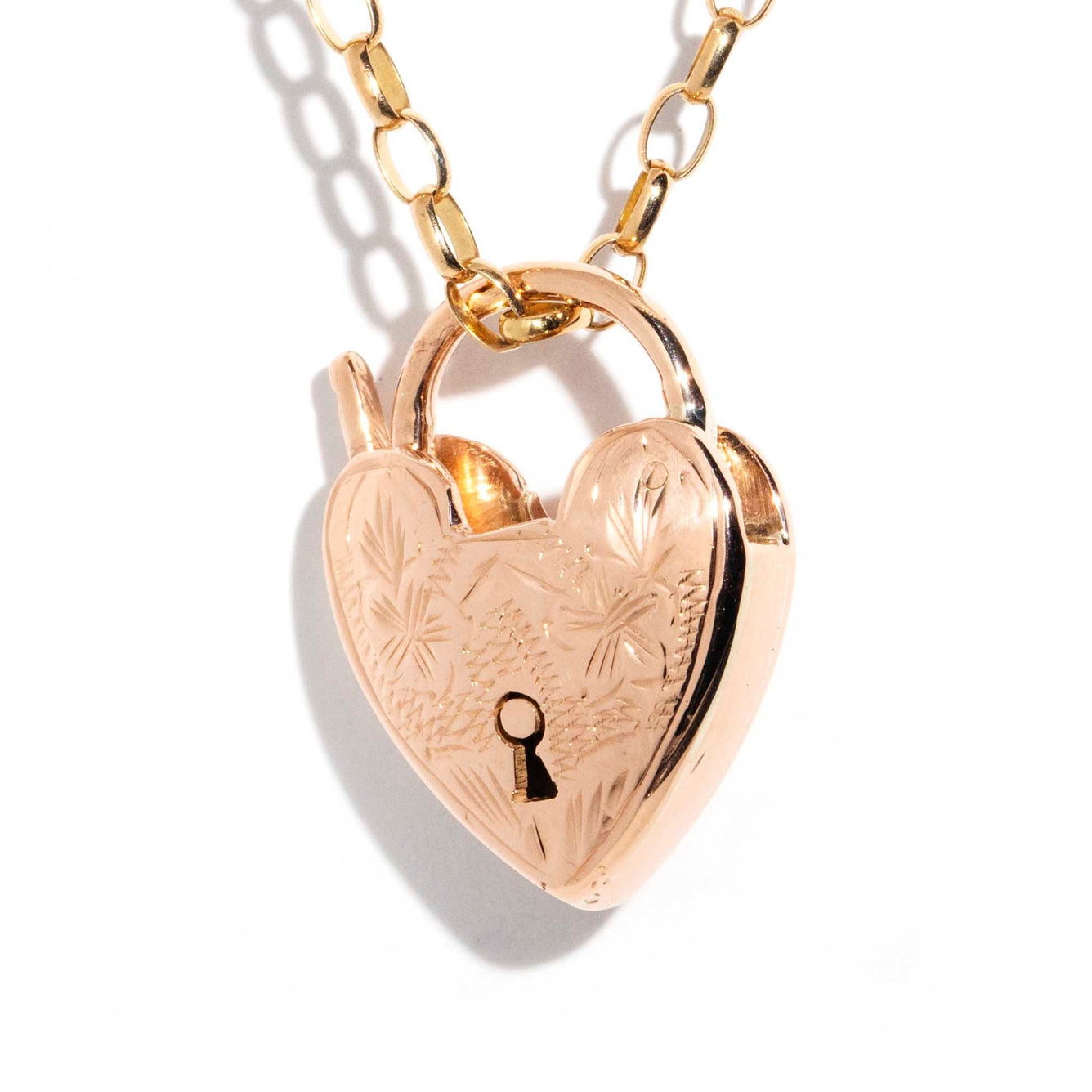 Anthea 9ct Rose Gold Heart Padlock & Chain Pendants/Necklaces Imperial Jewellery Imperial Jewellery - Hamilton 