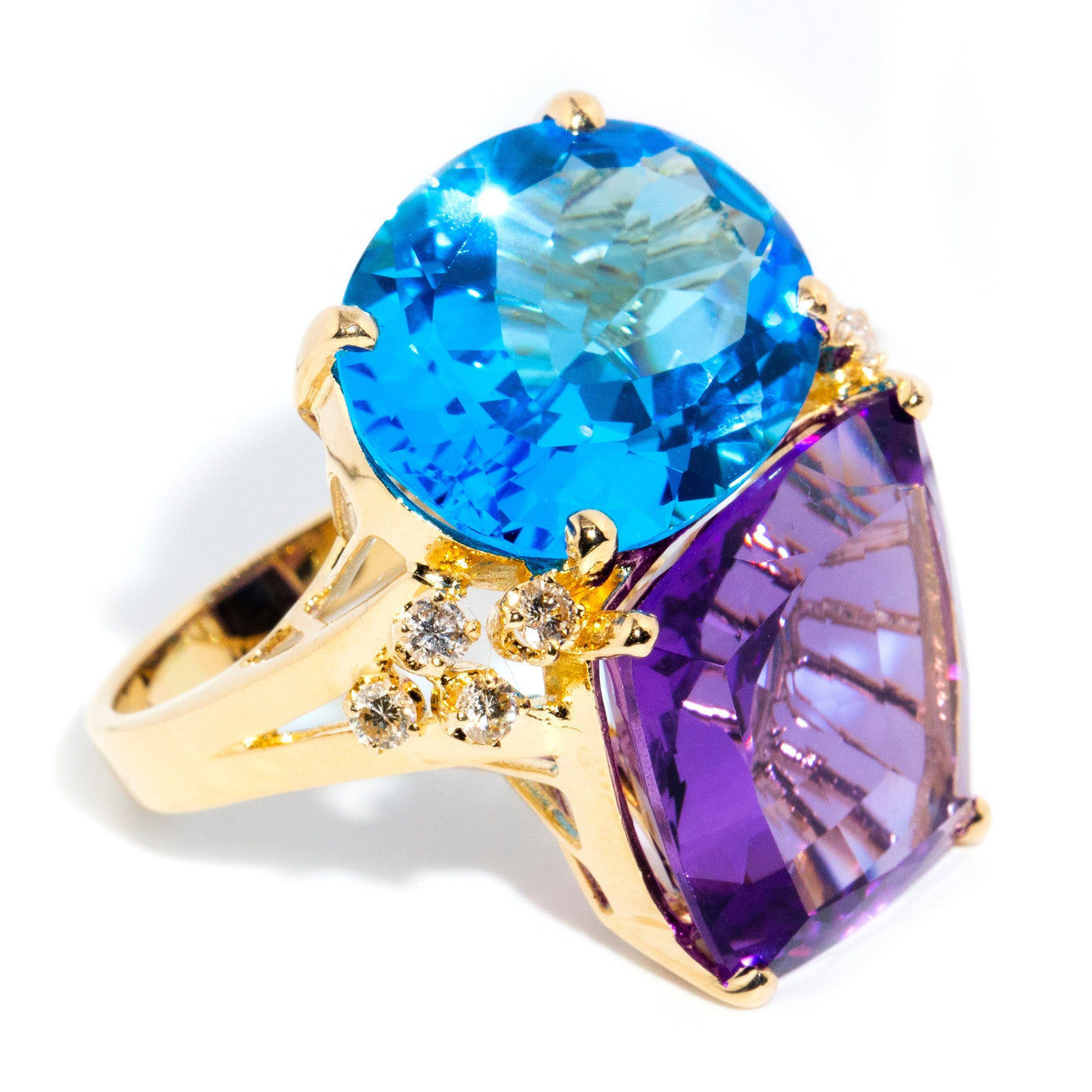 Antoinette 14ct Yellow Gold Amethyst and Topaz Ring* OB Rings Imperial Jewellery 
