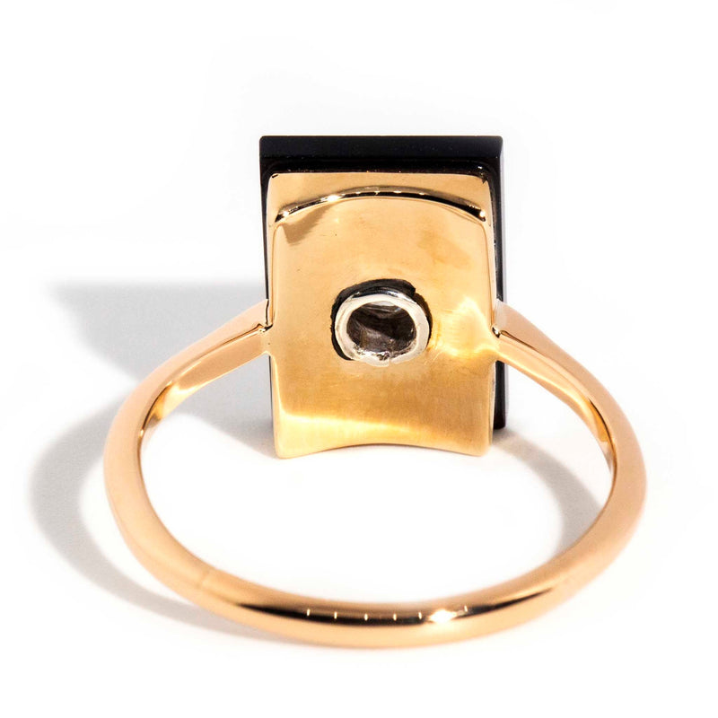 Antonia 18ct Yellow Gold Onyx & Diamond Narrow Band* OB Gemmo $ Rings Imperial Jewellery 