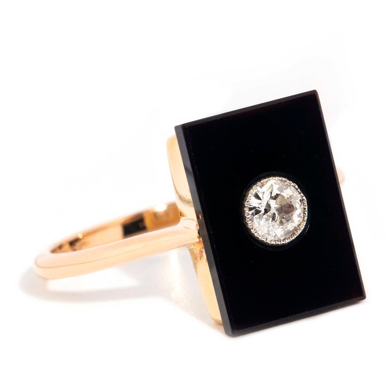 Antonia 18ct Yellow Gold Onyx & Diamond Narrow Band* OB Gemmo $ Rings Imperial Jewellery 