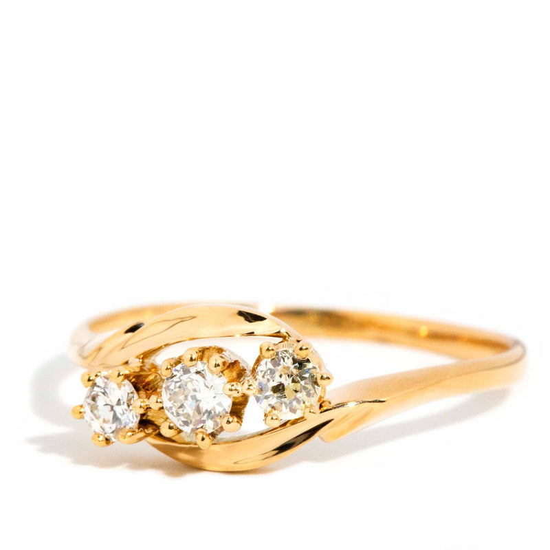 Anyanka 1940s Old Cut Diamond Three Stone Ring 18ct Yellow Gold* SIZE Rings Imperial Jewellery 