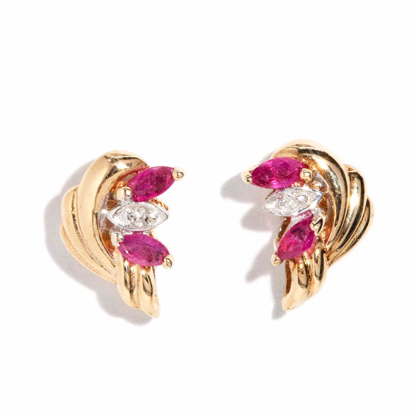 Archie 1980s Ruby & Diamond Stud Earrings 9ct Gold* DRAFT Rings Imperial Jewellery Imperial Jewellery - Hamilton 