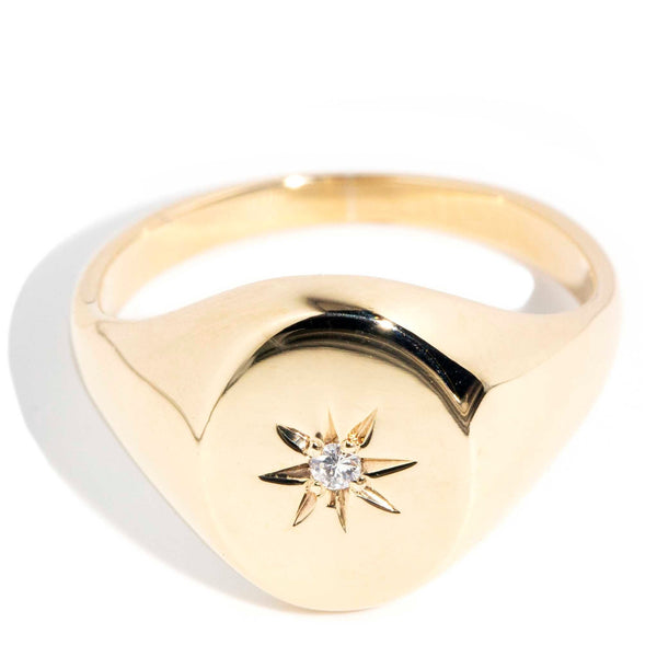 Arden 9ct Yellow Gold Diamond Signet Ring WIP Rings Imperial Jewellery 