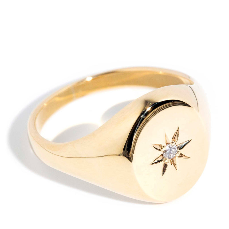 Arden 9ct Yellow Gold Diamond Signet Ring WIP Rings Imperial Jewellery 