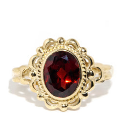 Aretha 1980s Rubover Garnet Solitaire Ring 9ct Gold Rings Imperial Jewellery Imperial Jewellery - Hamilton 