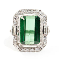 Argentina Platinum Tourmaline Diamond Vintage Ring Ring Imperial Jewellery - Auctions, Antique, Vintage & Estate 