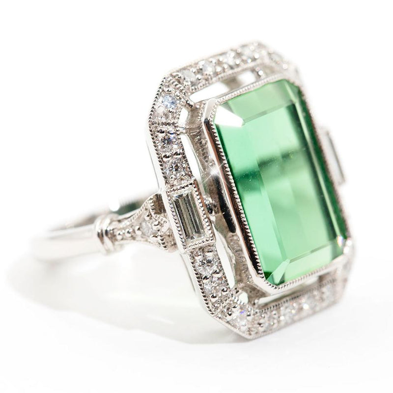 Argentina Platinum Tourmaline Diamond Vintage Ring Ring Imperial Jewellery - Auctions, Antique, Vintage & Estate 